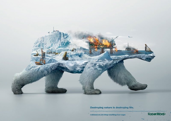 Robin Wood 3 magda bębenek ochrona środowiska lodowiec zrównoważona konsumpcja ekologia zaangażowana sztuka niedźwiedź polarny