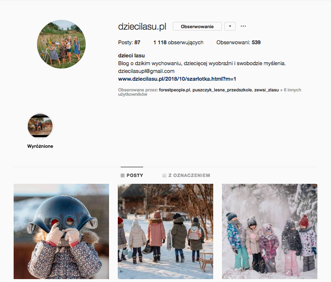inspirujące profile na instagramie las w nas magda bębenek dziecilasu.pl dzieci lasu
