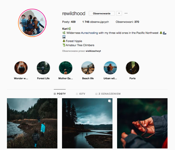 inspirujące profile na instagramie las w nas magda bębenek rewildhood unschooling instagram dzikie dzieci