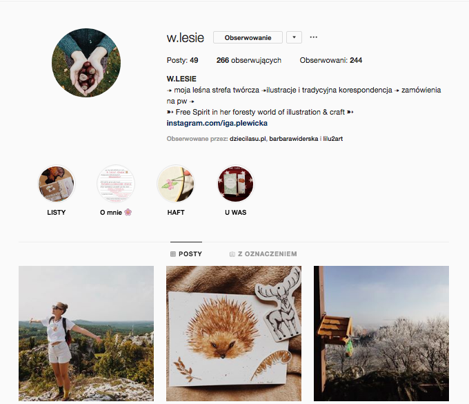inspirujące profile na instagramie las w nas magda bębenek w lesie ilustracje Iga Plewicka papeteria